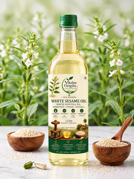 White Sesame Oil 1L - Pure Traditional Cold Pressed Oils in Hyderabad