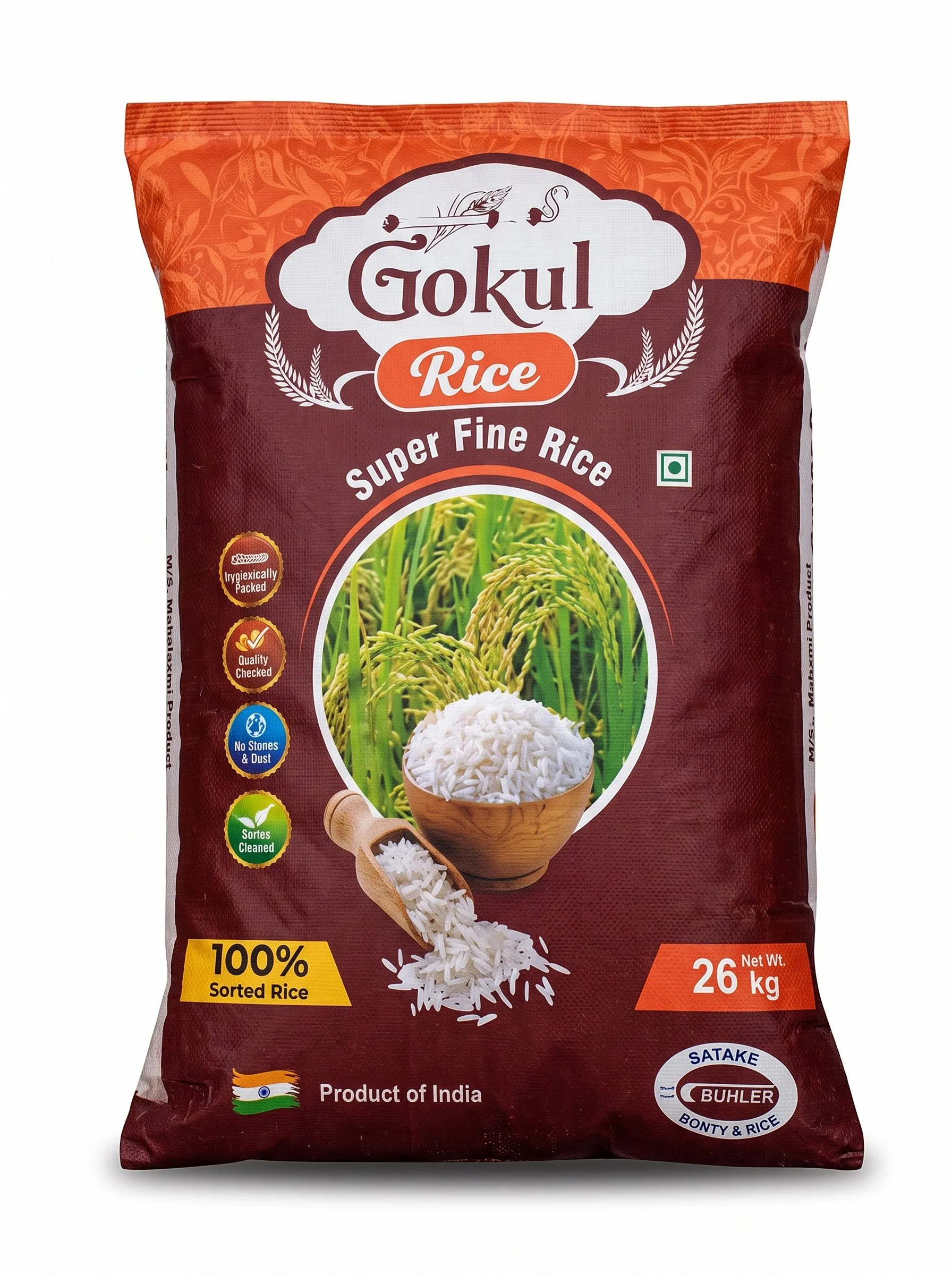 Sona Masoori Bpt Raw Rice 1 Year 26kg